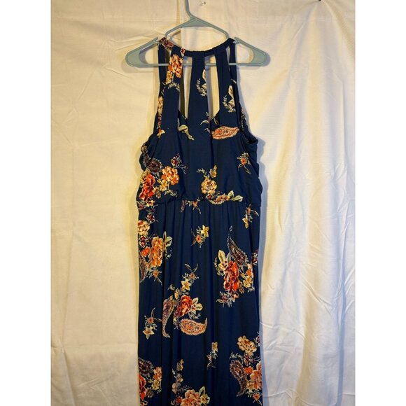 Nine Britton Womens Maxi Dress Plus XXL 2X Navy Floral Romantic Boho Indie Soft - Picture 4 of 5